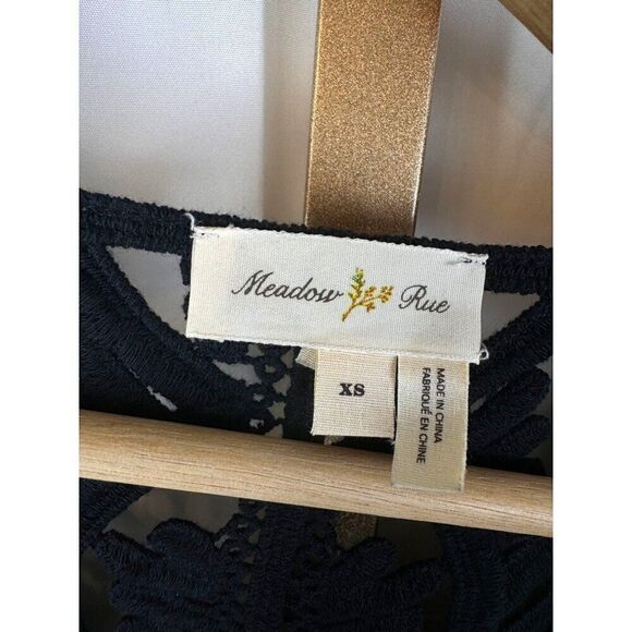 Anthropologie Meadow Rue Black Long Sleeve Blouse w/ Embroidery Design Boho XS - Picture 5 of 8